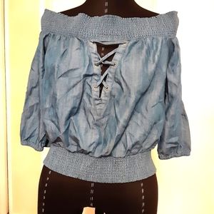 Bebe Denim Colored Blouse.